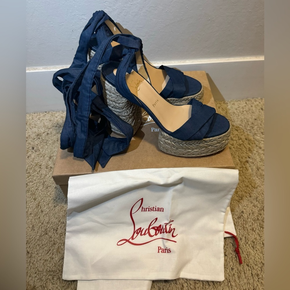 NWT Christian Louboutin MARIZA DU DESERT Platform Heels Espadrille Sandal Shoes